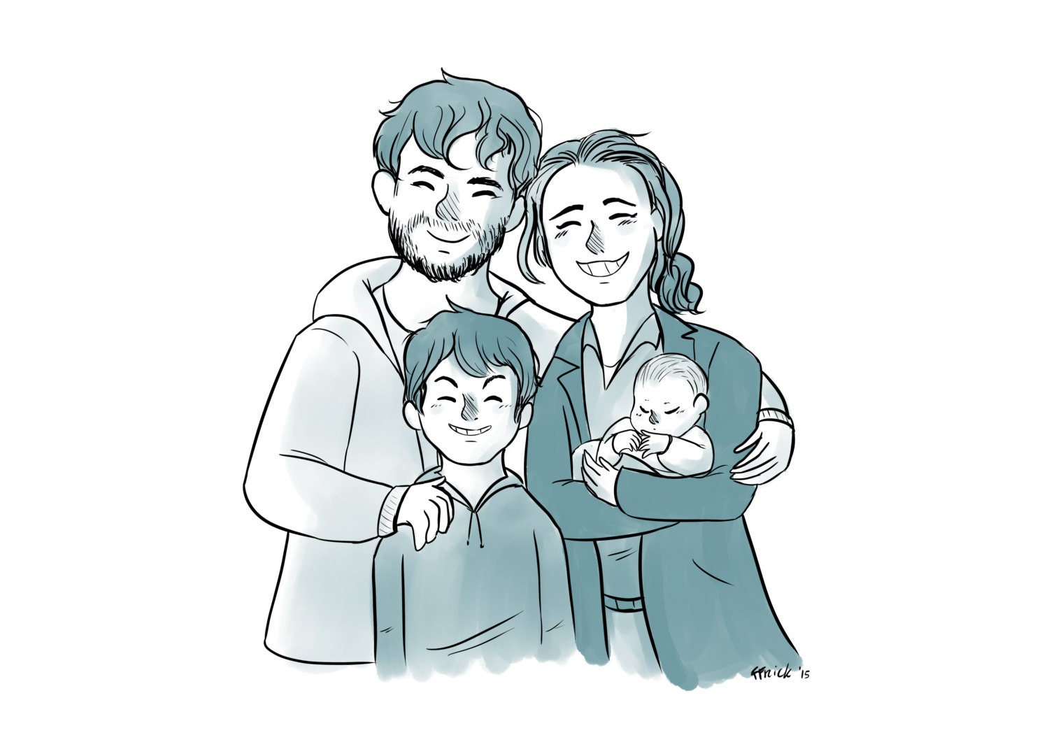 Рисунок семьи из 4 человек лица