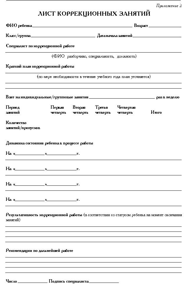 Карта психологического обследования ребенка образец