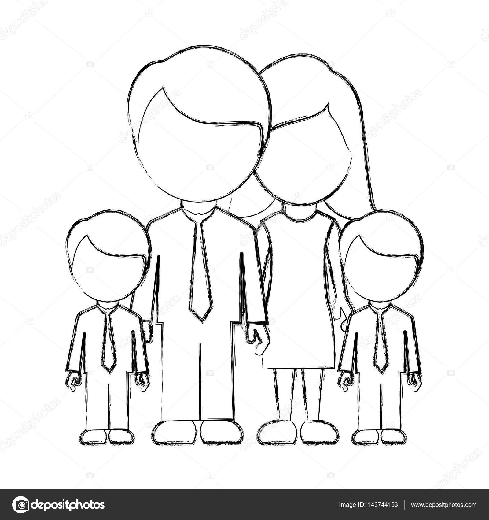 Семья с двумя мальчиками рисунок