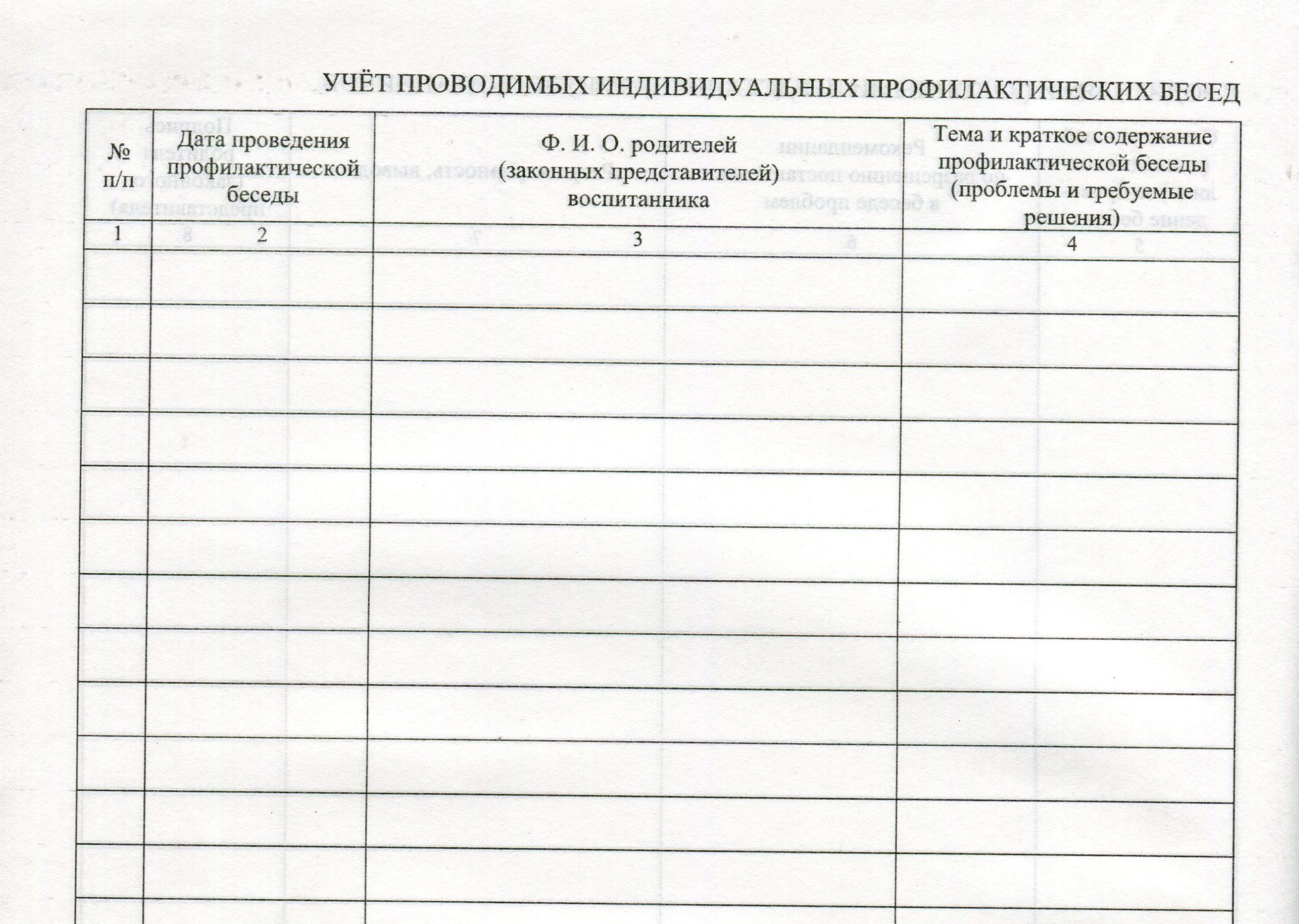 План проведения индивидуальной консультации с родителями в доу