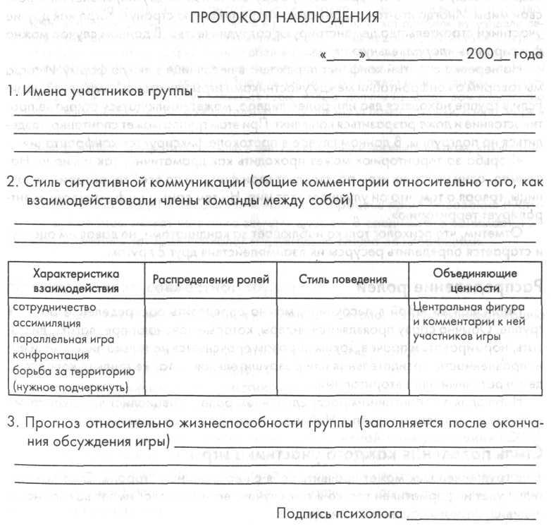 Протокол наблюдения за воспитателем в детском саду образец