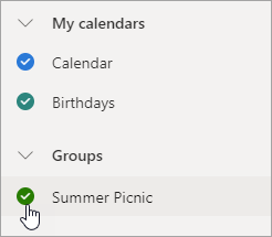 A screenshot of a group in the navigation pane